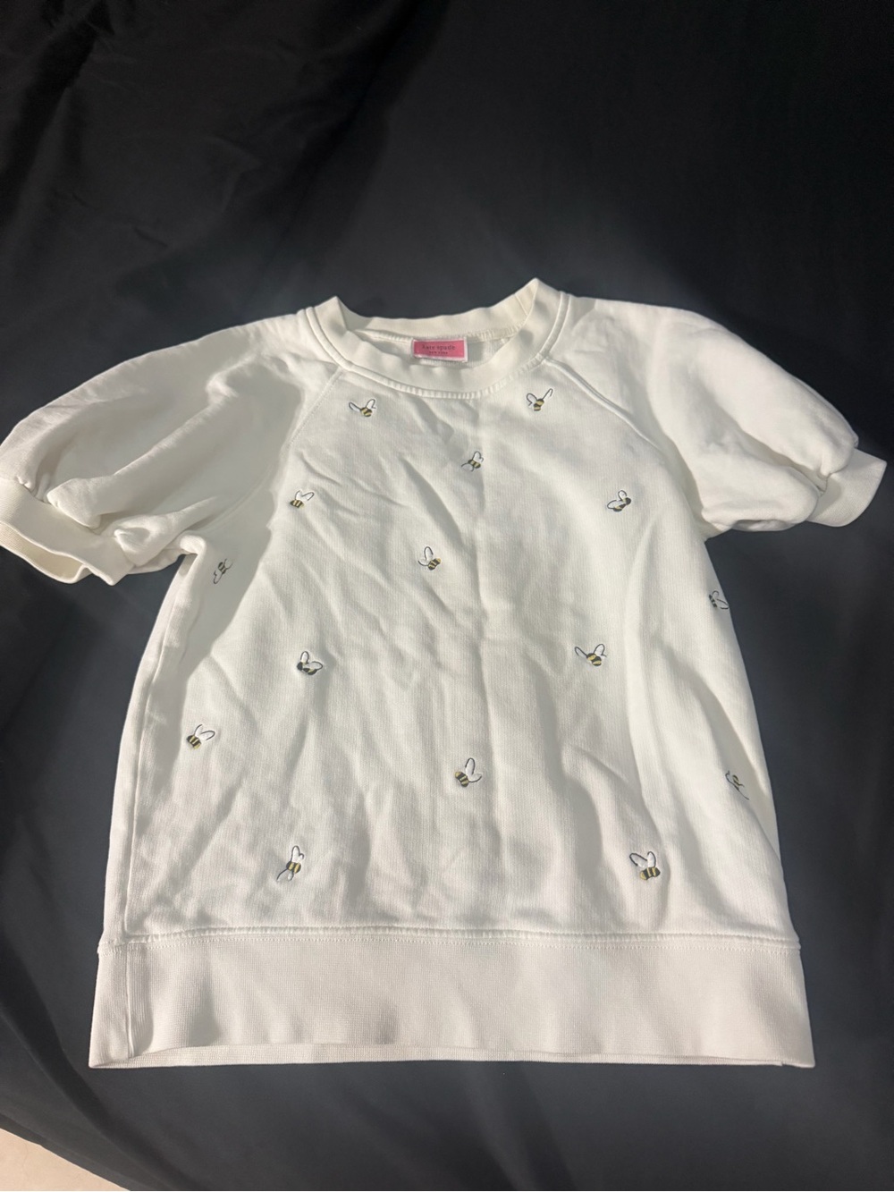 Women’s  Cream Short-Sleeve Embroidered bees Top